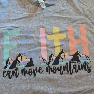 Gray Tshirt with Colorful 'Faith' Design